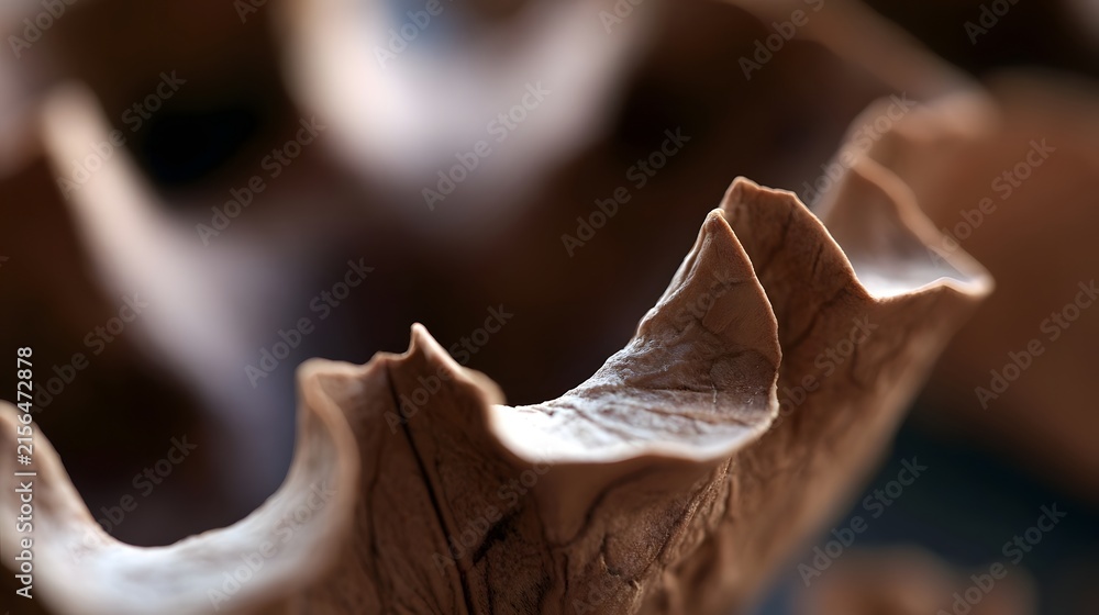 Fototapeta premium Close up of a dried walnut shell showing detailed ridges and natural brown tones under soft lighting