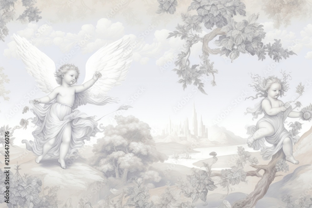 Fototapeta premium Little angel representation spirituality architecture.