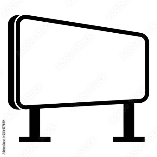 Black outline icon of an empty billboard with stands
