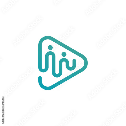 Play Button and People Icon Logo Vector Template for Music Streaming, Media, Social Community, and App Design