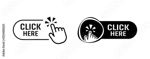 click here sign on white background