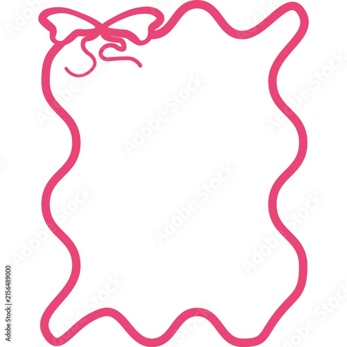 Pink Ribbon Frame with Wavy Border