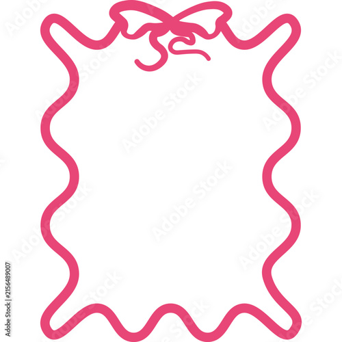 Pink Ribbon Frame with Wavy Border