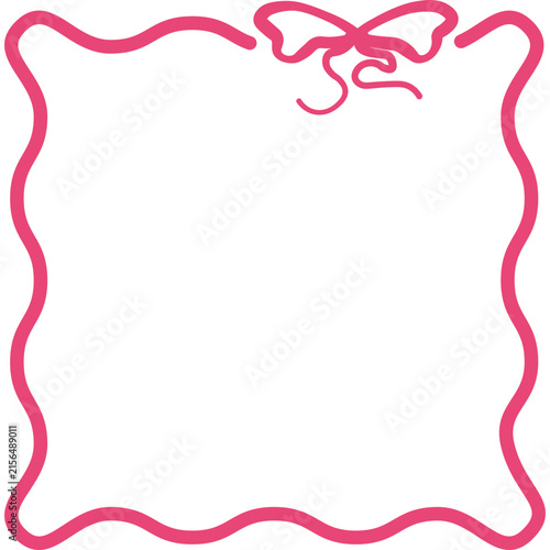 Pink Ribbon Frame with Wavy Border