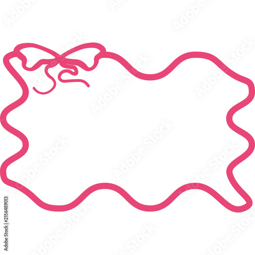 Pink Ribbon Frame with Wavy Border