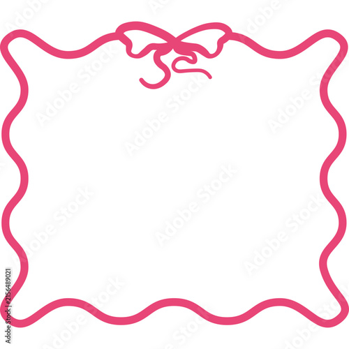 Pink Ribbon Frame with Wavy Border