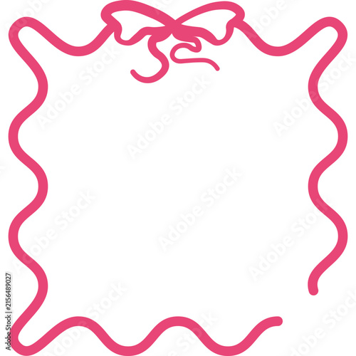 Pink Ribbon Frame with Wavy Border