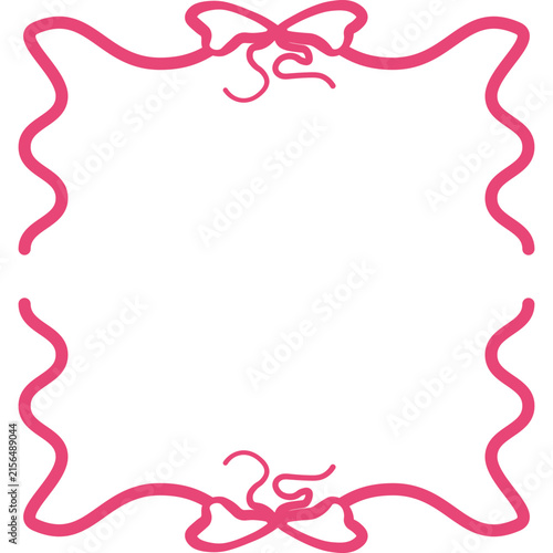 Pink Ribbon Frame with Wavy Border
