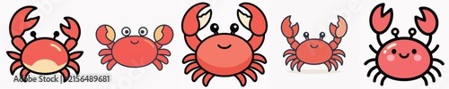 Set of cute and adorable crab vectors