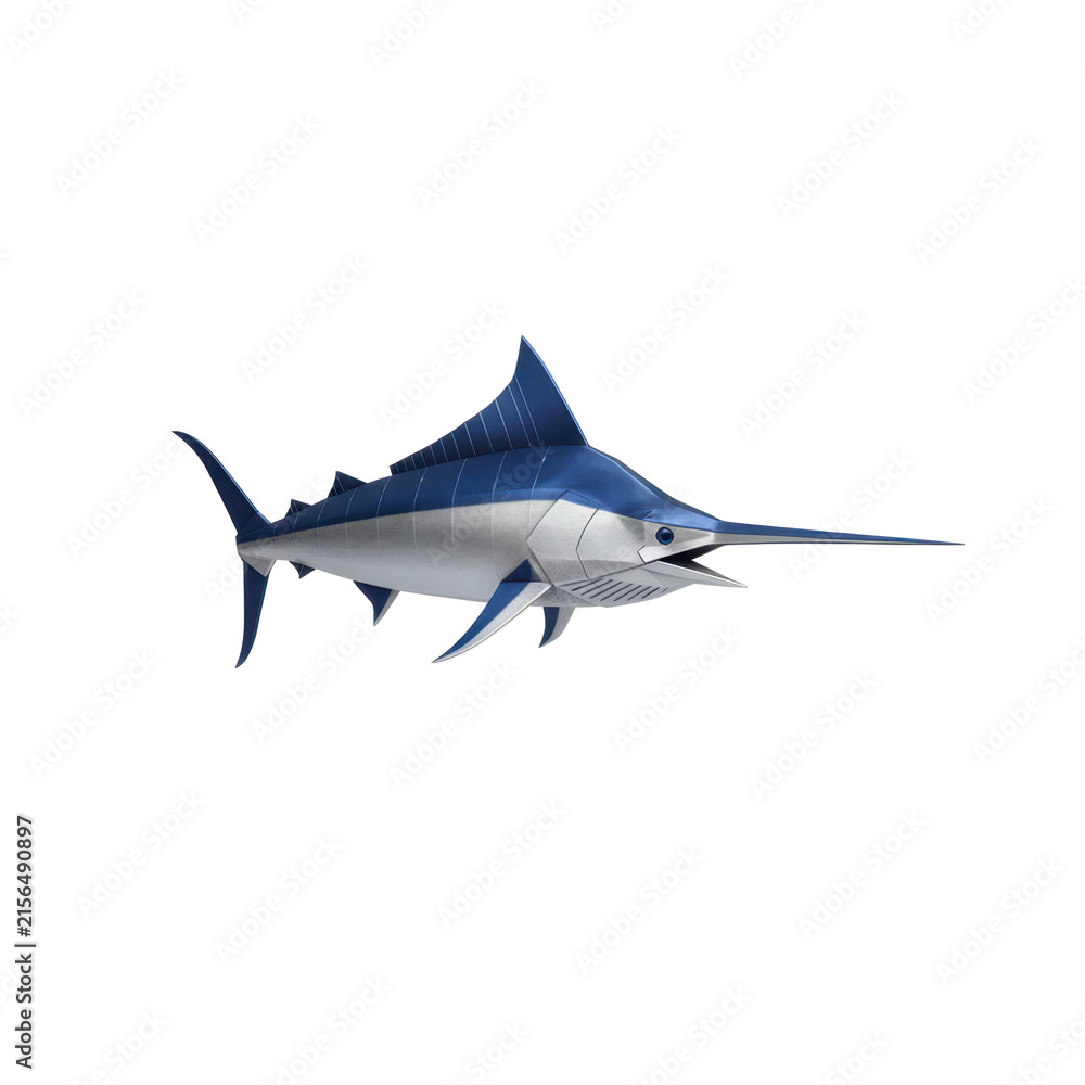 Fototapeta premium Blue Marlin Fish Swimming in Deep Ocean Water