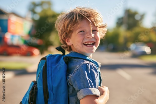 Joyful Kid Going To School