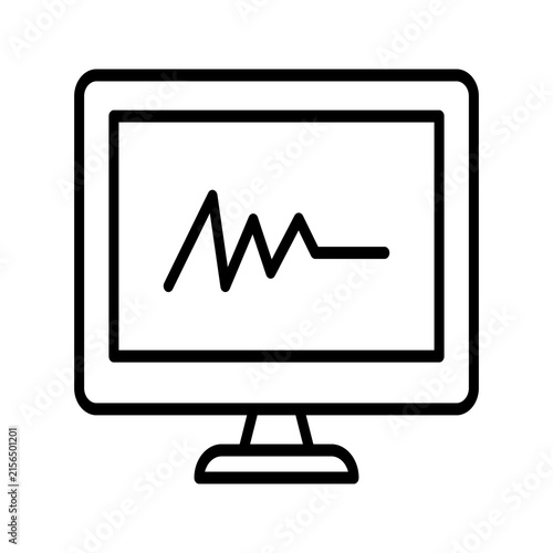 Heartbeat monitor icon on computer screen display
