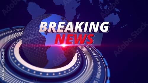 4K Breaking news broadcast intro background featuring digital 3d globe world map graphic for social media stories 4k footage
