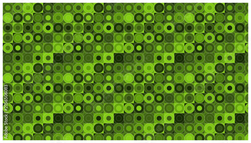 Vibrant green circles and squares mosaic for digital backgrounds and graphic design.