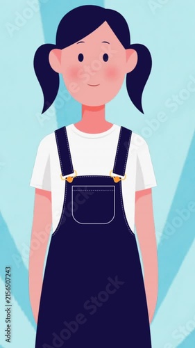 Animation of moving young woman wearing face mask