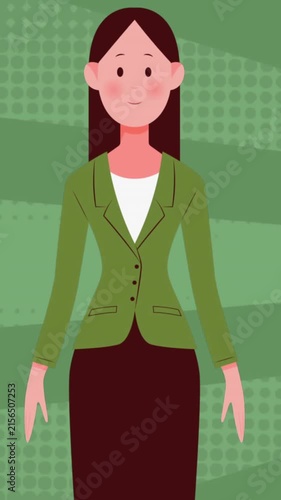 Animation of moving young woman wearing face mask
