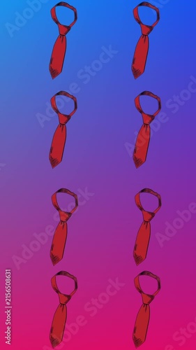 Animation of red neckties repeated on blue and pink background