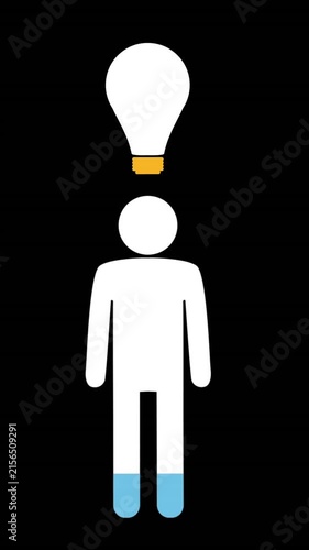 Male and light bulb shapes filling up with colours 4k