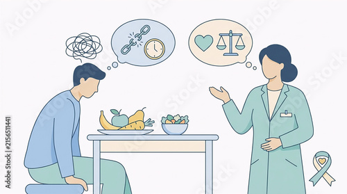 Doctor and patient discussing healthcare treatment during a medical consultation in a modern clinic setting