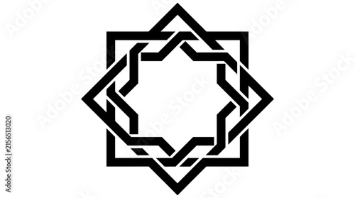 Interlocking geometric star shapes on a white background