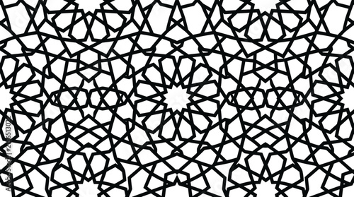 Intricate geometric pattern with repeating star shapes on a white background