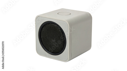 Canvas Print Modern minimalist white cubic speaker smart device isolated on a white backgroun