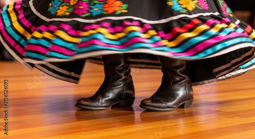 Traditional Folkloric Dancers Boots and Skirt in Motion.