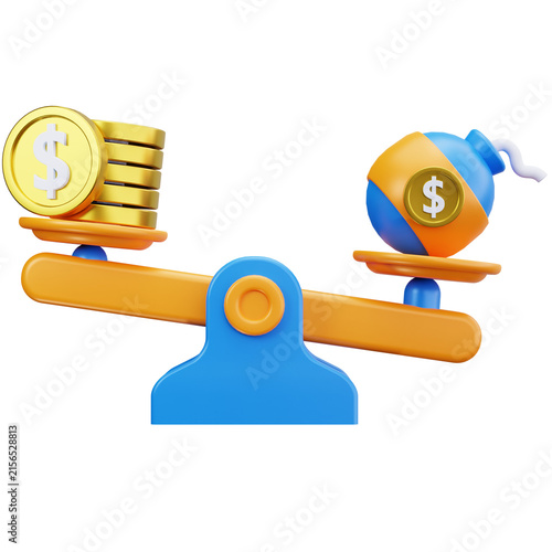 Debt Time Bomb Balance 3D Illustrations