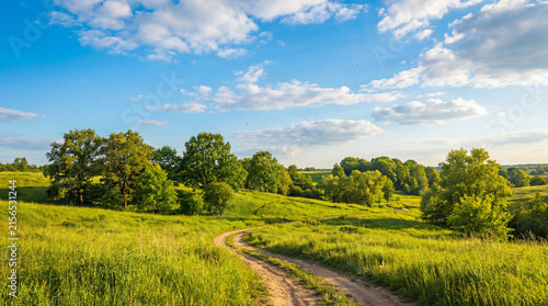 scenic view of a lush green grassy landscape with rolling hills against a clears sky