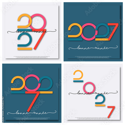 Bonne année - meilleurs vœux 2027 - vecteur pour affiche bannière salutation et célébration du nouvel an 2027.
