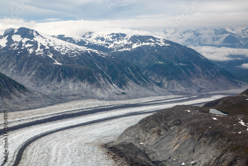 Sweeping Aerial View of Glacier and SnowCapped Mountains in Glacier