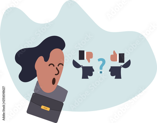 Фотография Perception process to interpret information, though or opinion depend on personality or perspective, difference bias or illusion