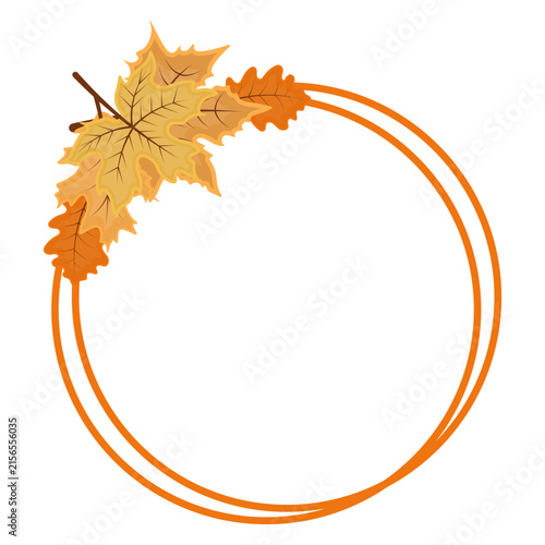 Round Autumn Leaves Frame