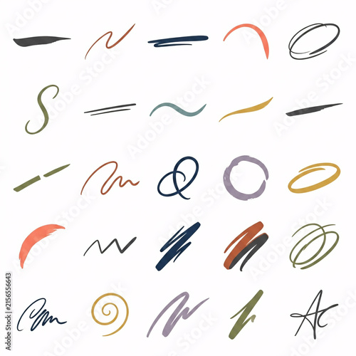 Colorful Hand Drawn Abstract Marker Strokes Design Elements Collection.Abstract colorful marker and brush strokes set.. Generative AI