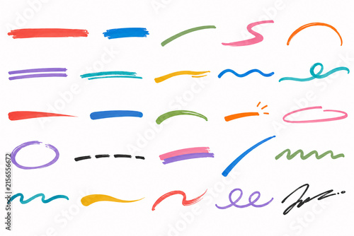 Colorful Hand Drawn Abstract Marker Strokes Design Elements Collection.Abstract colorful marker and brush strokes set.. Generative AI