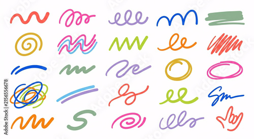 Colorful Hand Drawn Abstract Marker Strokes Design Elements Collection.Abstract colorful marker and brush strokes set.. Generative AI