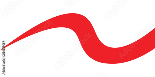 Cuadro en lienzo Red Wave Ribbon Abstract Background With Smooth Curves and Dynamic Swoosh for De