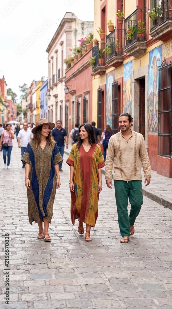 Fototapeta premium Colorful Street in San Miguel de Allende, Mexico