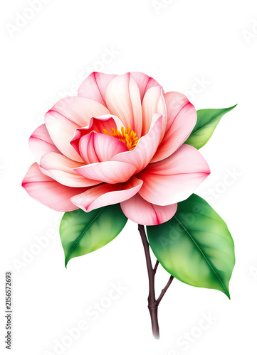 blooming pink camellia flower