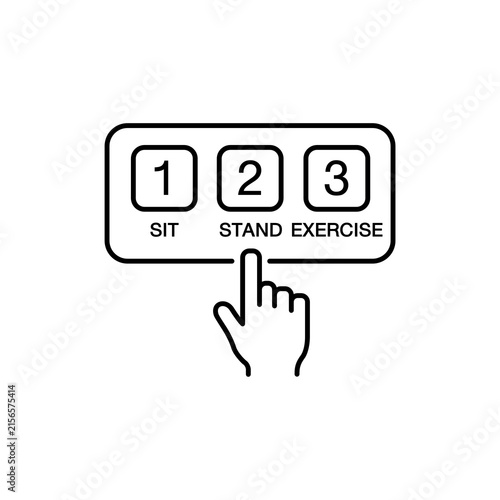 Konstfotografi Line icon depicting digital memory preset buttons for sitting, standing, and exercising desk heights