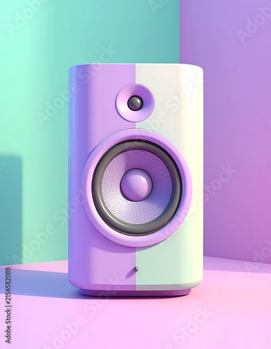 Modern minimalist studio monitor speaker in pastel colors.