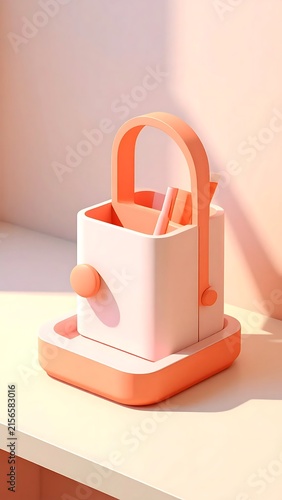 Modern Pastel Orange Desk Organizer and Pen Holder.
