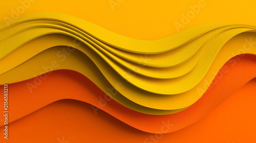Abstract lemon yellow and orange layered waves background
