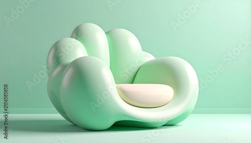 Modern mint green abstract bubble chair with rounded soft forms.