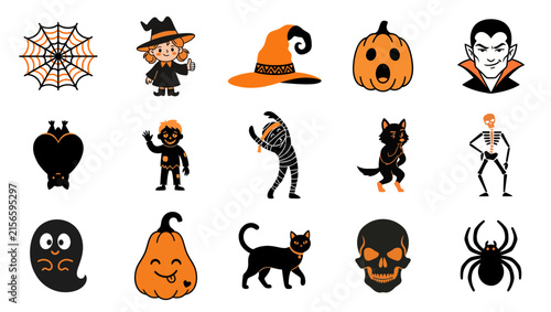 A delightful collection of iconic halloween imagery including ghosts pumpkins witches and spooky creatures perfect for festive celebrations
