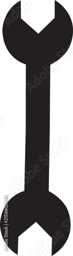 Wrench tool black flat icon. Vector illustration for repair, maintenance, service mechanic, construction hardware, setting option, fix, work equipment, support button and engineering concept.