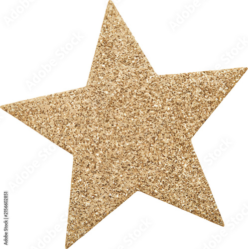 Golden glitter star cutout for festive celebrations, success themes, and decorative scrapbook projects, shining element for retro 2000s collages, isolated on transparent background