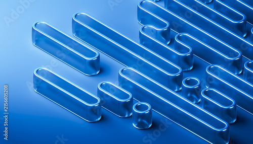 3D Blue Digital Architecture