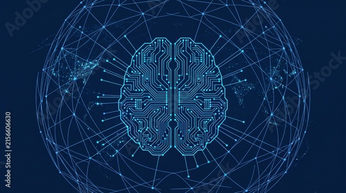 Digital Brain Network Interconnected Global Technology Intelligence Cybernetic Neural System