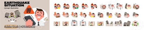 Earthquake Situation & Disaster Preparedness. Set 30  Vector.